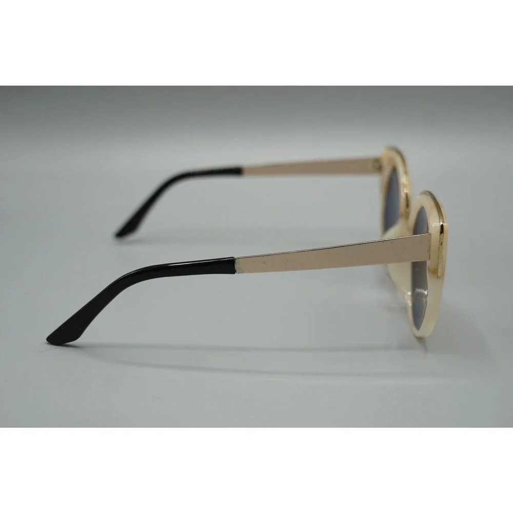 Quay Australia Last Dance Cat Eye Sunglasses Cream Gold‎ Mirror Lens